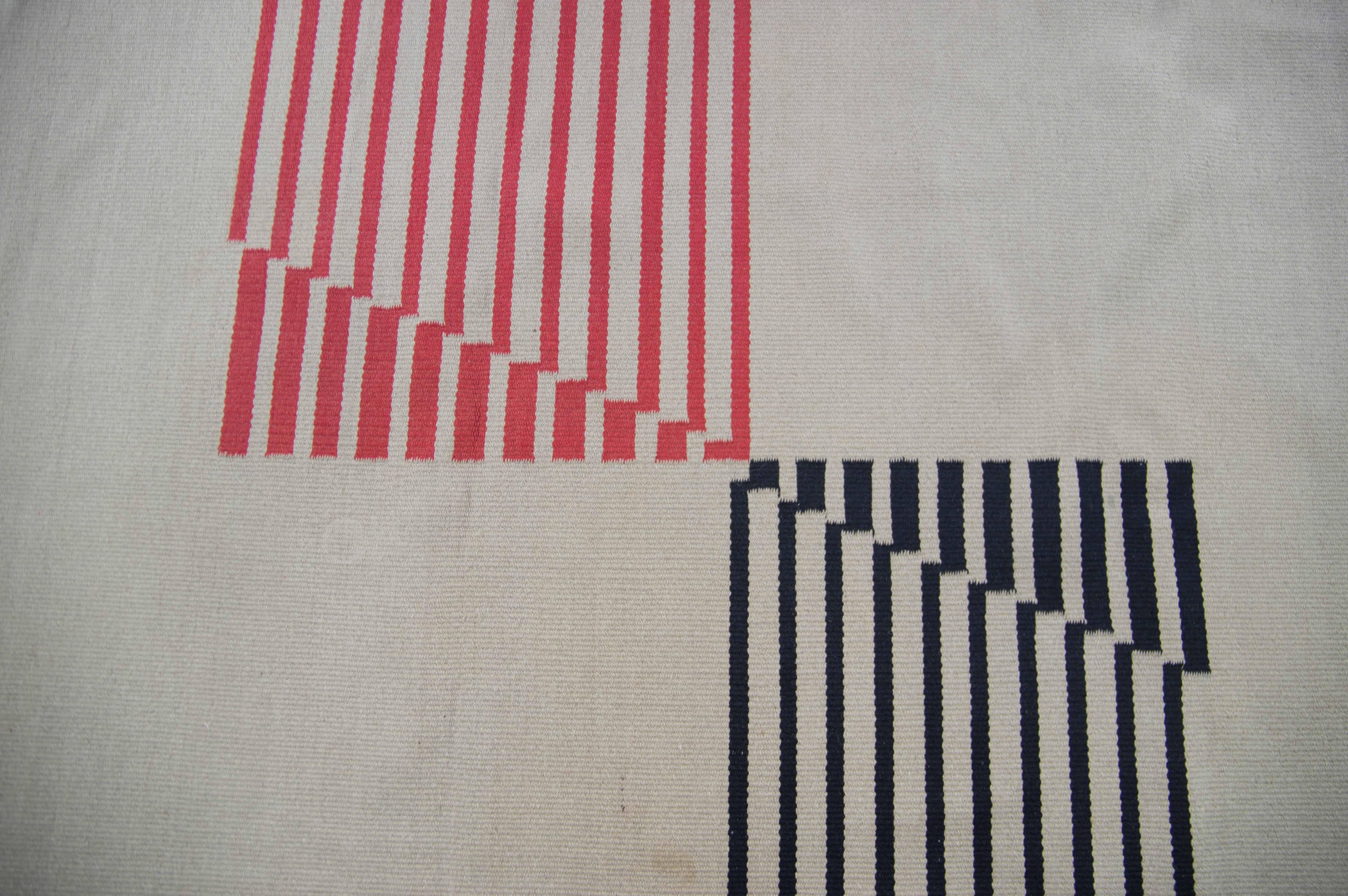 Raro tappeto geometrico funzionalista / Bauhaus, Cecoslovacchia, anni '40 in vendita 4