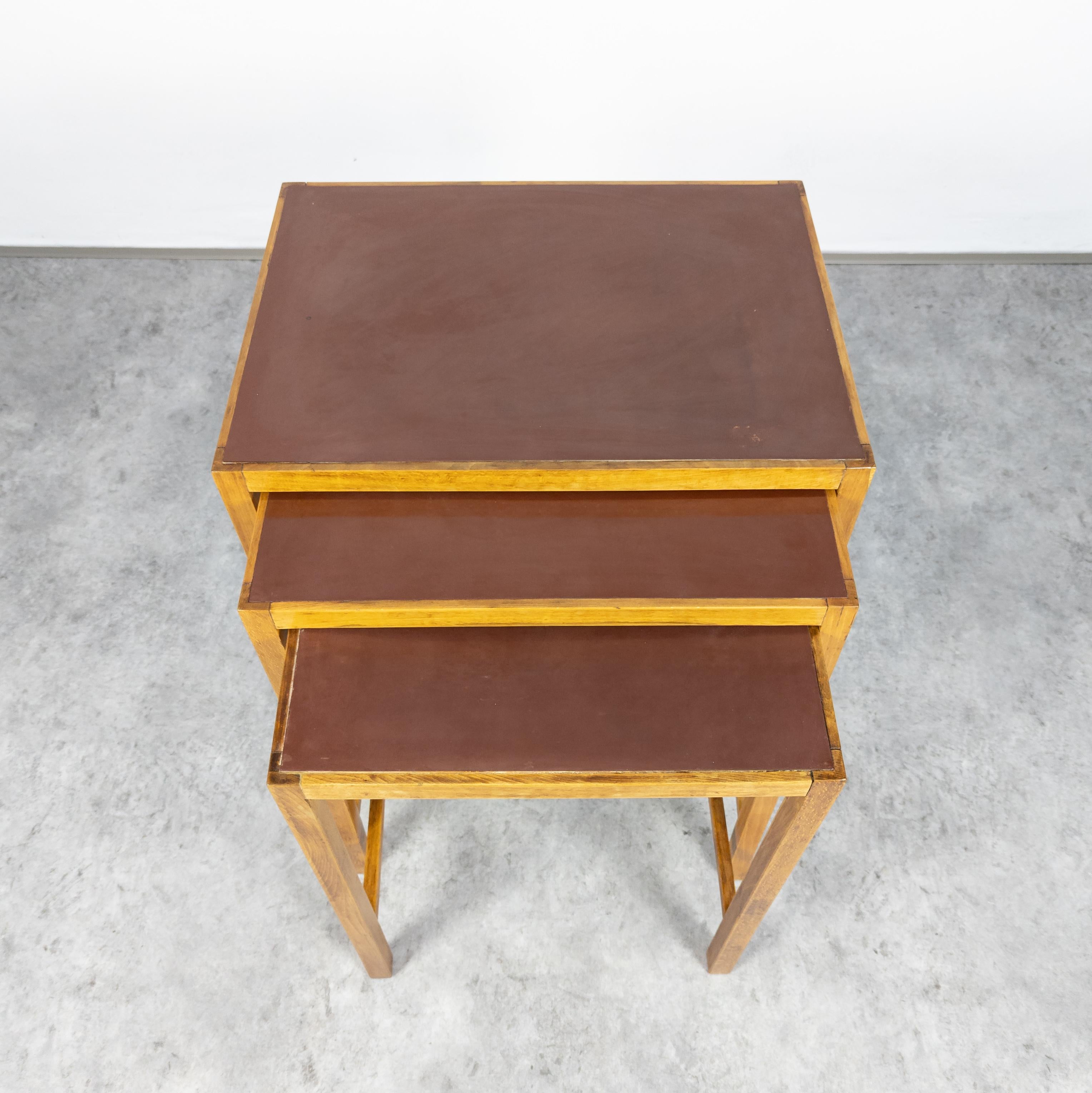 Rare Functionalist Nesting Tables H-50 by Jindřich Halabala for UP Závody For Sale 2