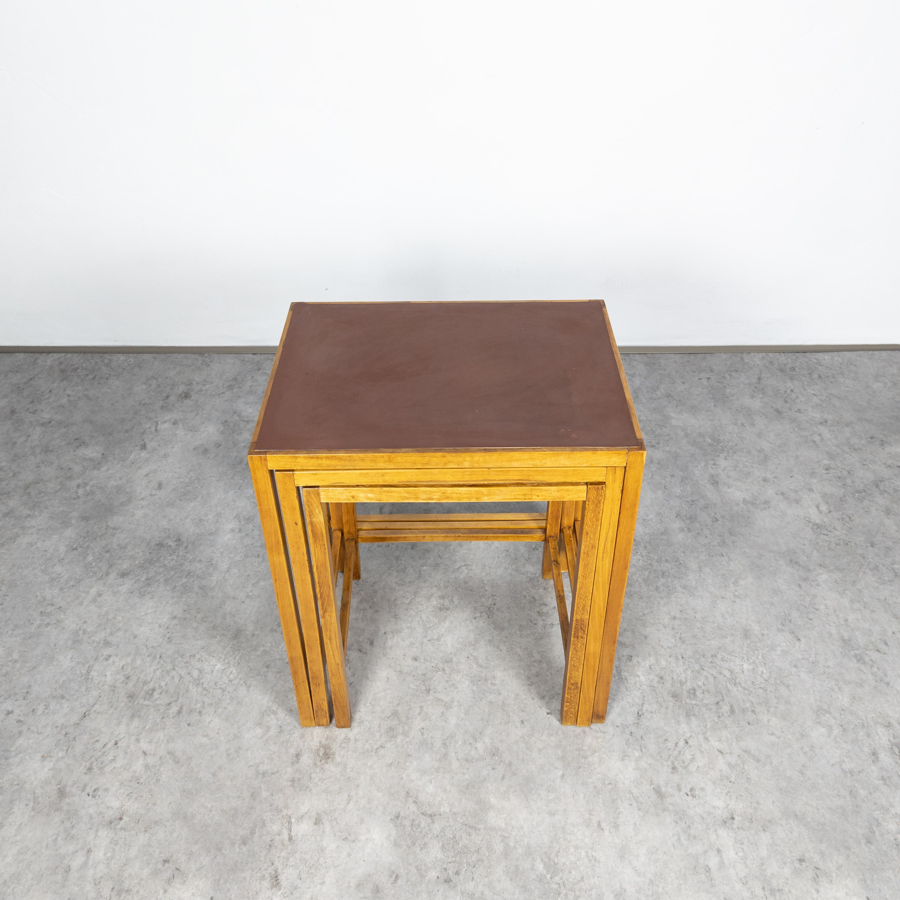 Bakelite Rare Functionalist Nesting Tables H-50 by Jindřich Halabala for UP Závody For Sale