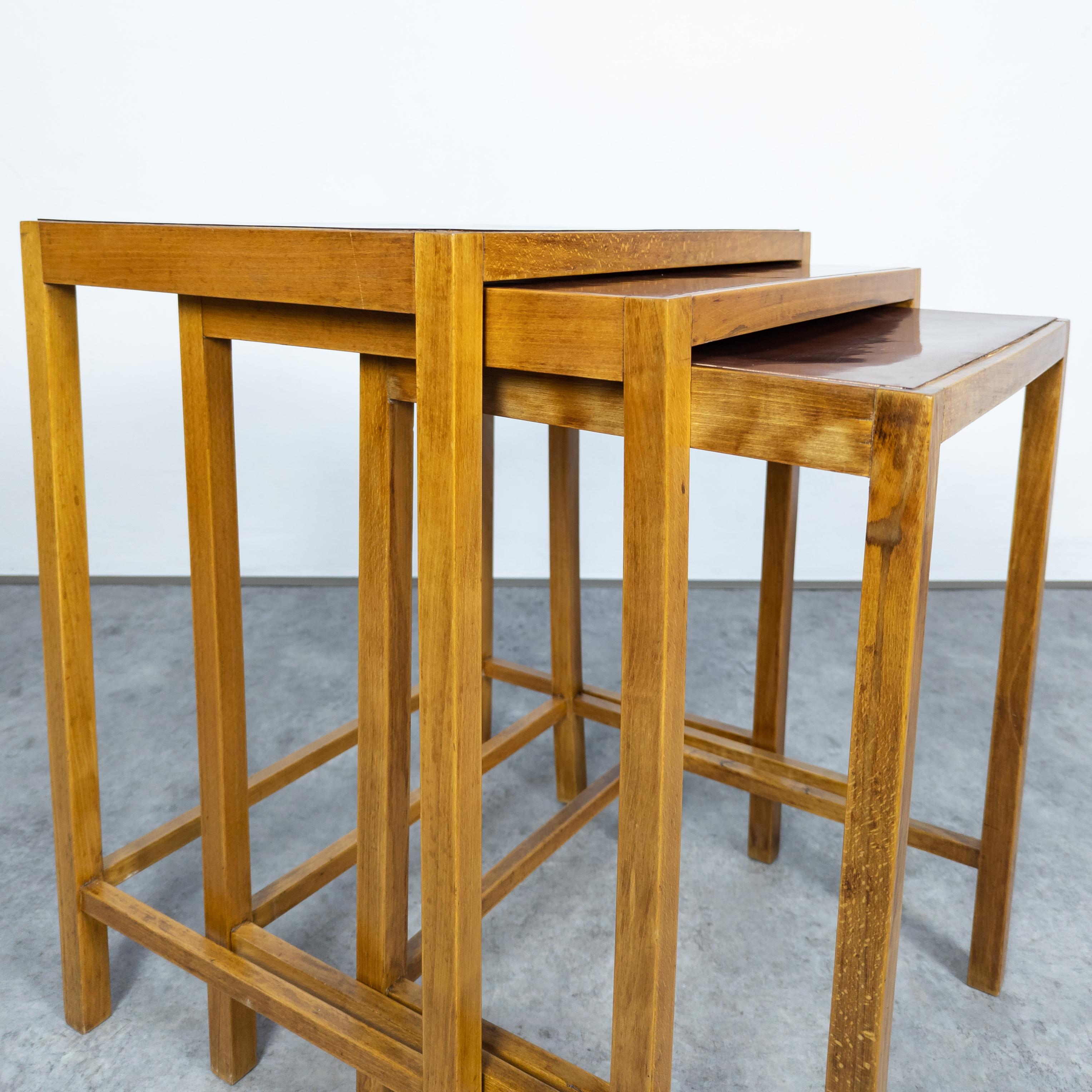 Rare Functionalist Nesting Tables H-50 by Jindřich Halabala for UP Závody For Sale 1