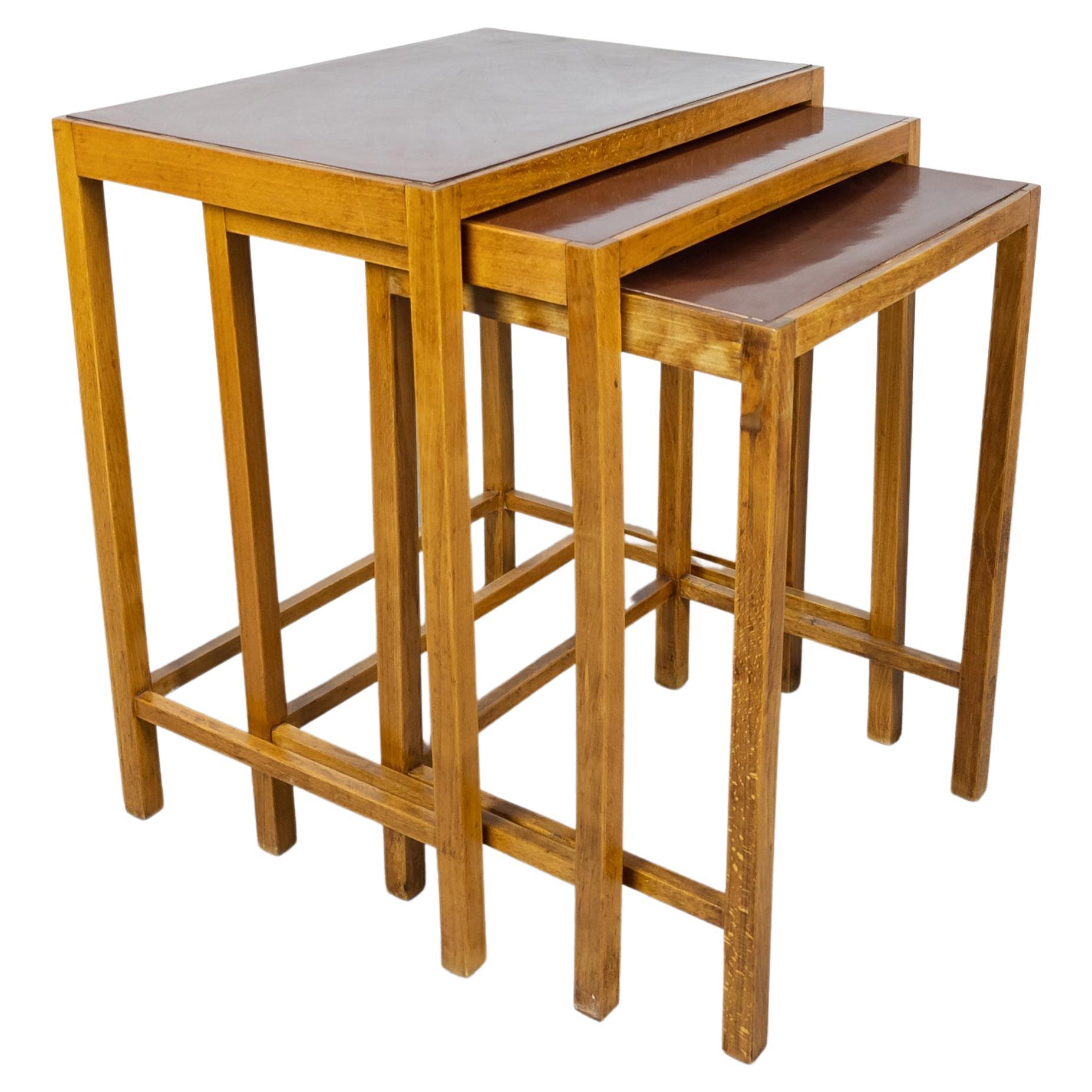 Rare Functionalist Nesting Tables H-50 by Jindřich Halabala for UP Závody For Sale