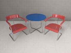 Rare Tubular Steel Chairs with Table by Jindřich Halabala for UP Závody, 1930s