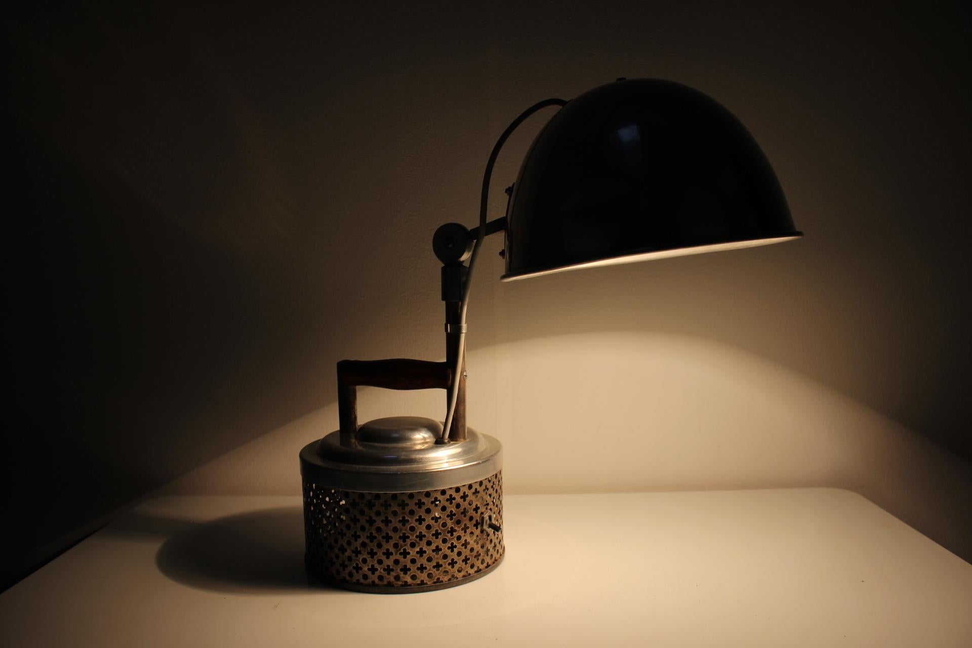 Rare Functionalist Table Lamp, Czechoslovakia, 1920's For Sale 7
