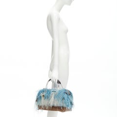 rare FURLA Candy Burlesque limited edition feather trim PVC Boston bag