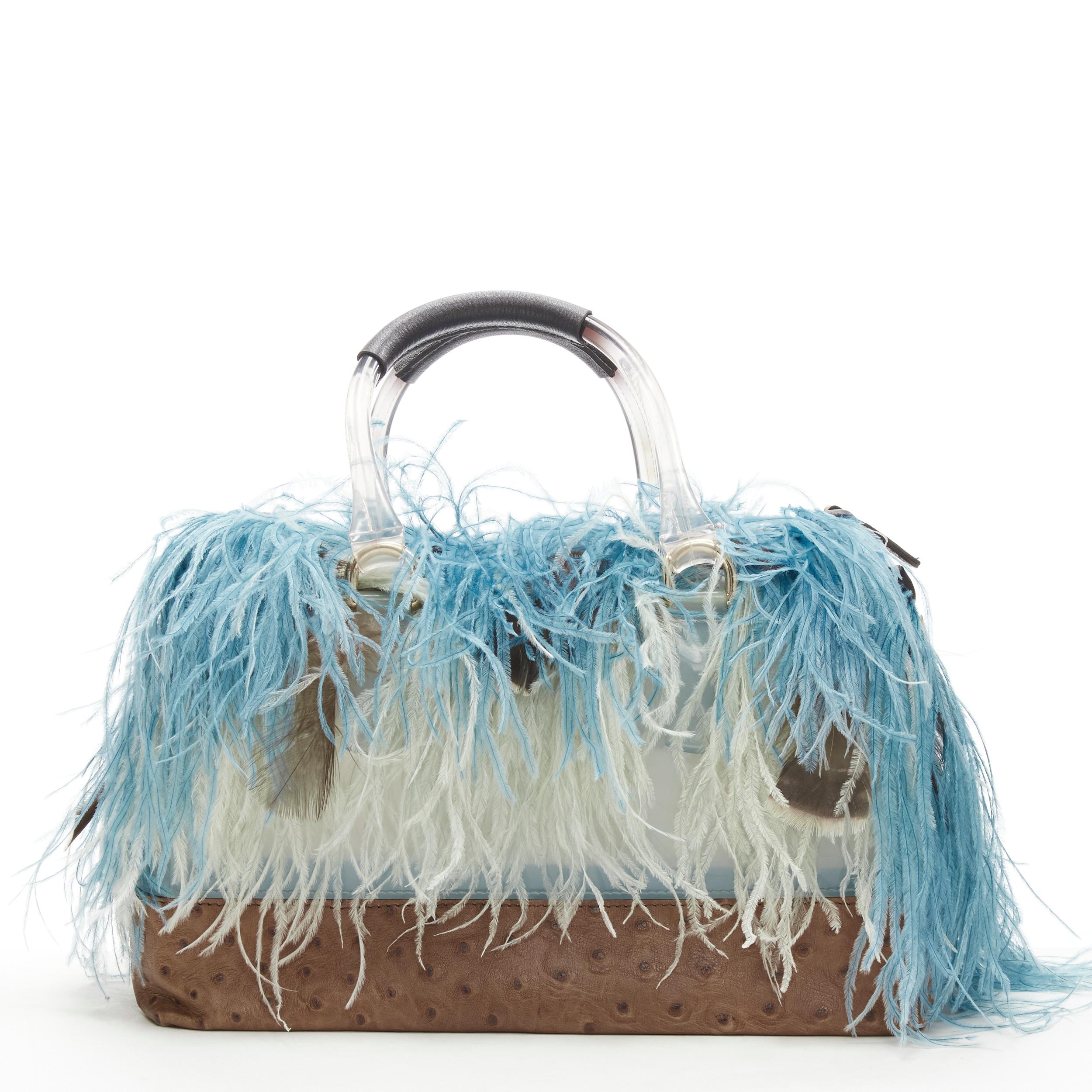 blue feather bag