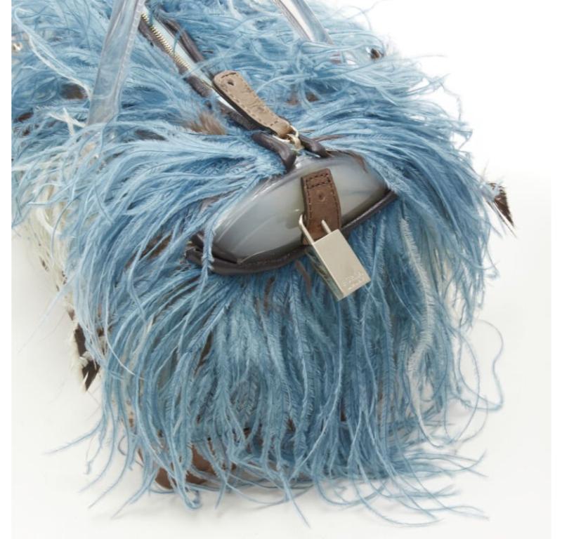 rare FURLA Candy Burlesque limited edition feather trim PVC Boston bag 2