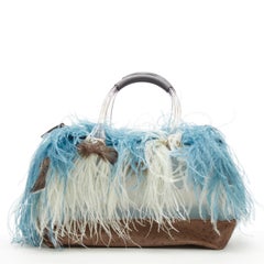 FURLA - Sac Boston rare en PVC avec garniture en plumes, édition limitée Candy Burlesque