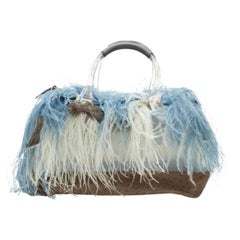 rare FURLA Candy Burlesque limited edition feather trim PVC Boston bag