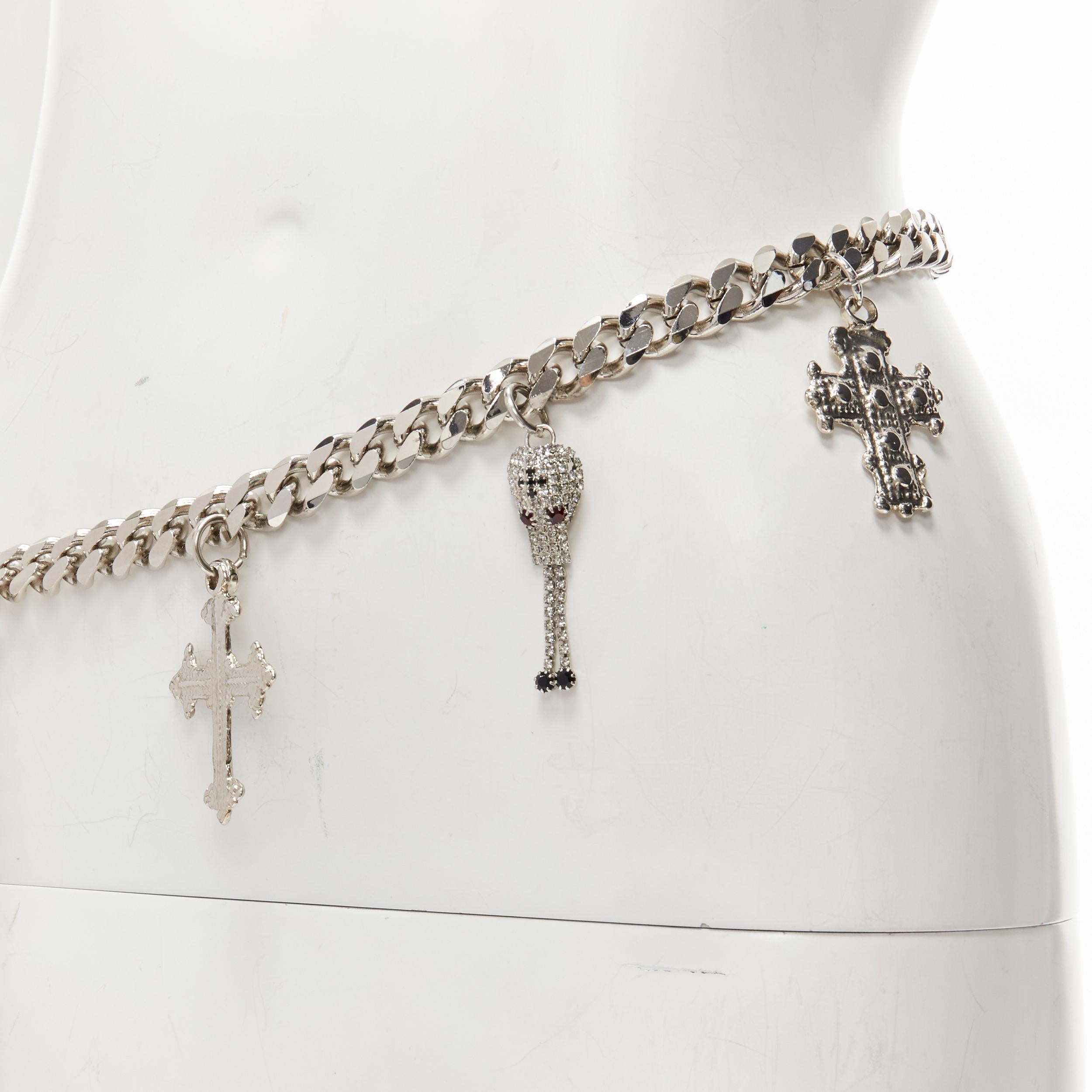 rare FURLA silver chunky chain Byzantine cross crystal skull charm chain belt
Reference: ANWU/A00882
Brand: Furla
Material: Metal
Color: Silver
Pattern: Solid
Closure: Hook & Eye
Extra Details: Can be hooked on any chain for adjustable