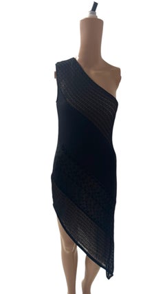 Rare Future Ozbek Black One-Shoulder Asymmetrical Dress