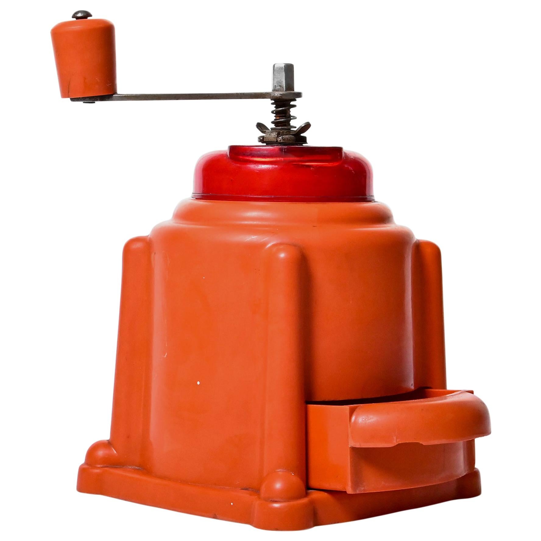 Rare "FUTURIT" Bakelite Coffee Grinder in Orange Color