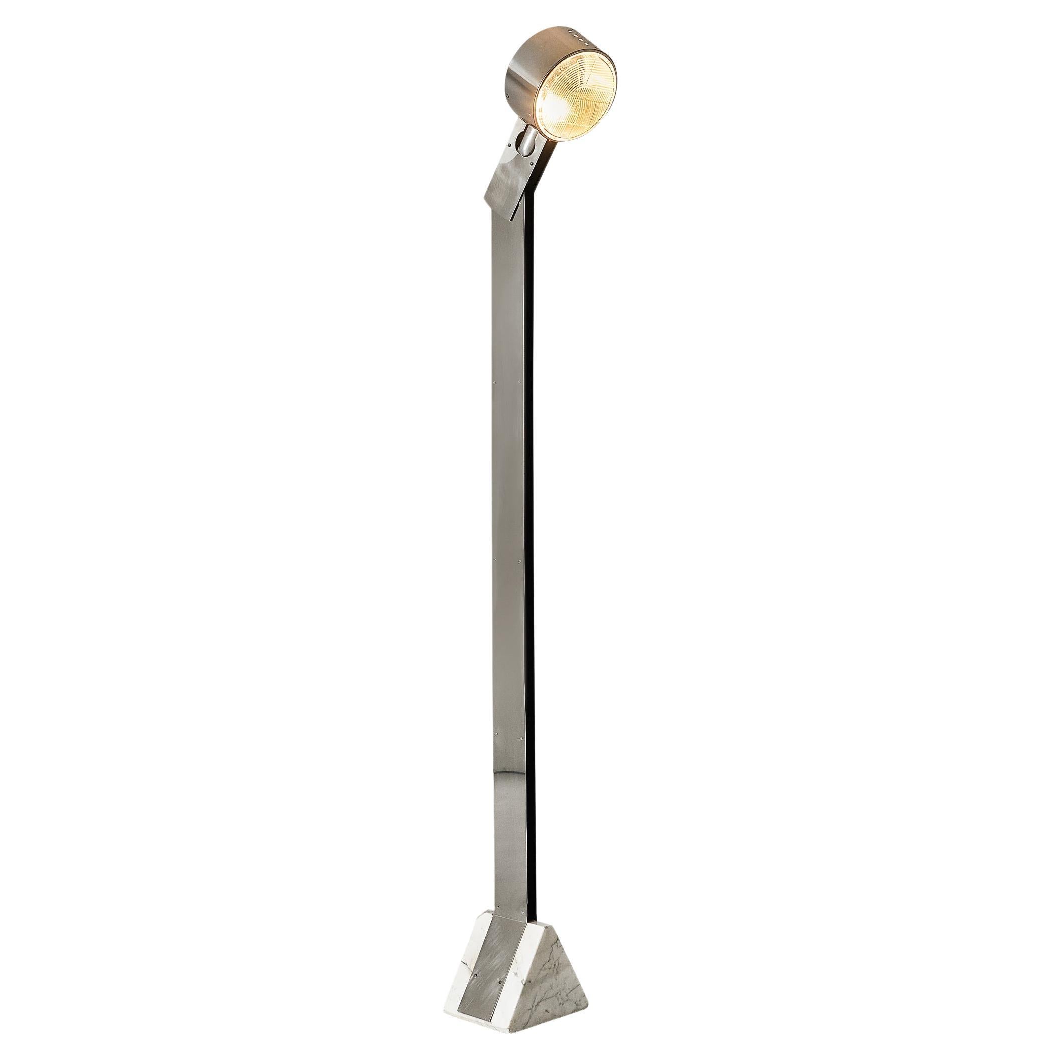 Rare G. Fantinato for Febo Luce 'Faro' Floor Lamp in Steel and Marble  For Sale