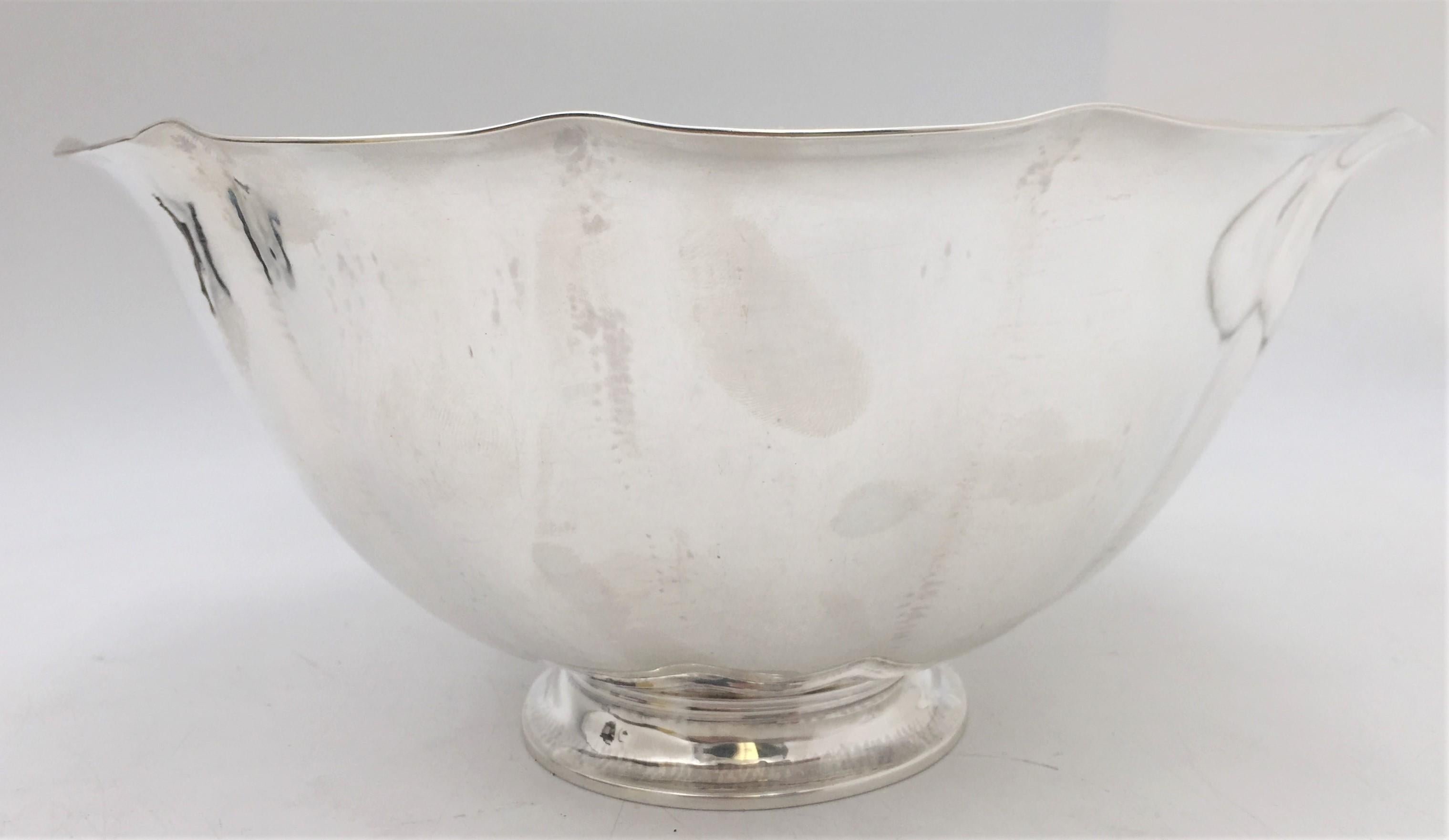 Danish Rare G. Jensen Sterling Silver Hammered Bowl #522A in Mid-Century Modern Style