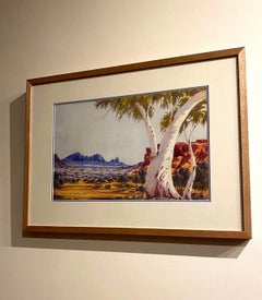 Seltenes Gabriel Namatjira-Aquarell einer zentralaustralischen Landschaft, 1962.