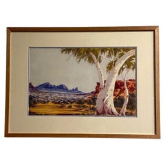 Seltenes Gabriel Namatjira-Aquarell einer zentralaustralischen Landschaft, 1962.
