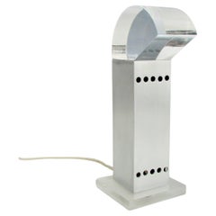 Rare Gaetano Missaglia designed small aluminum with acrylic diffuser table lamp
