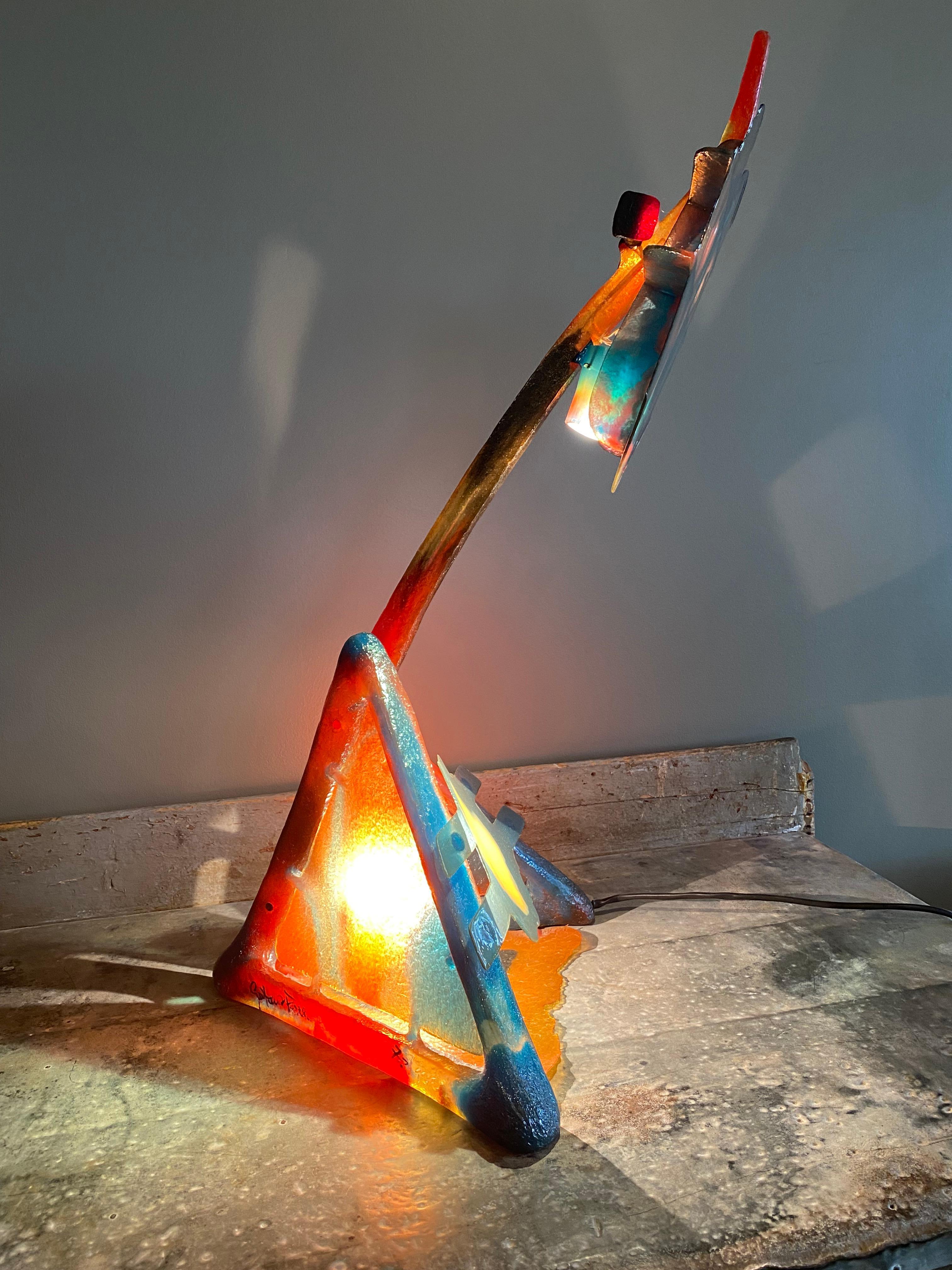 Rare post modern resin lamp by collectible artist Gaetano Pesce from his Olo series. 