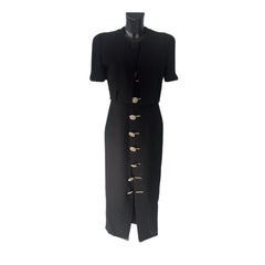 Rare Gai Mattiolo Couture Black Crystal Embellished Evening Dress 1990s
