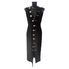 Rare Gai Mattiolo Couture Black Crystal Embellished Evening Dress 1990s