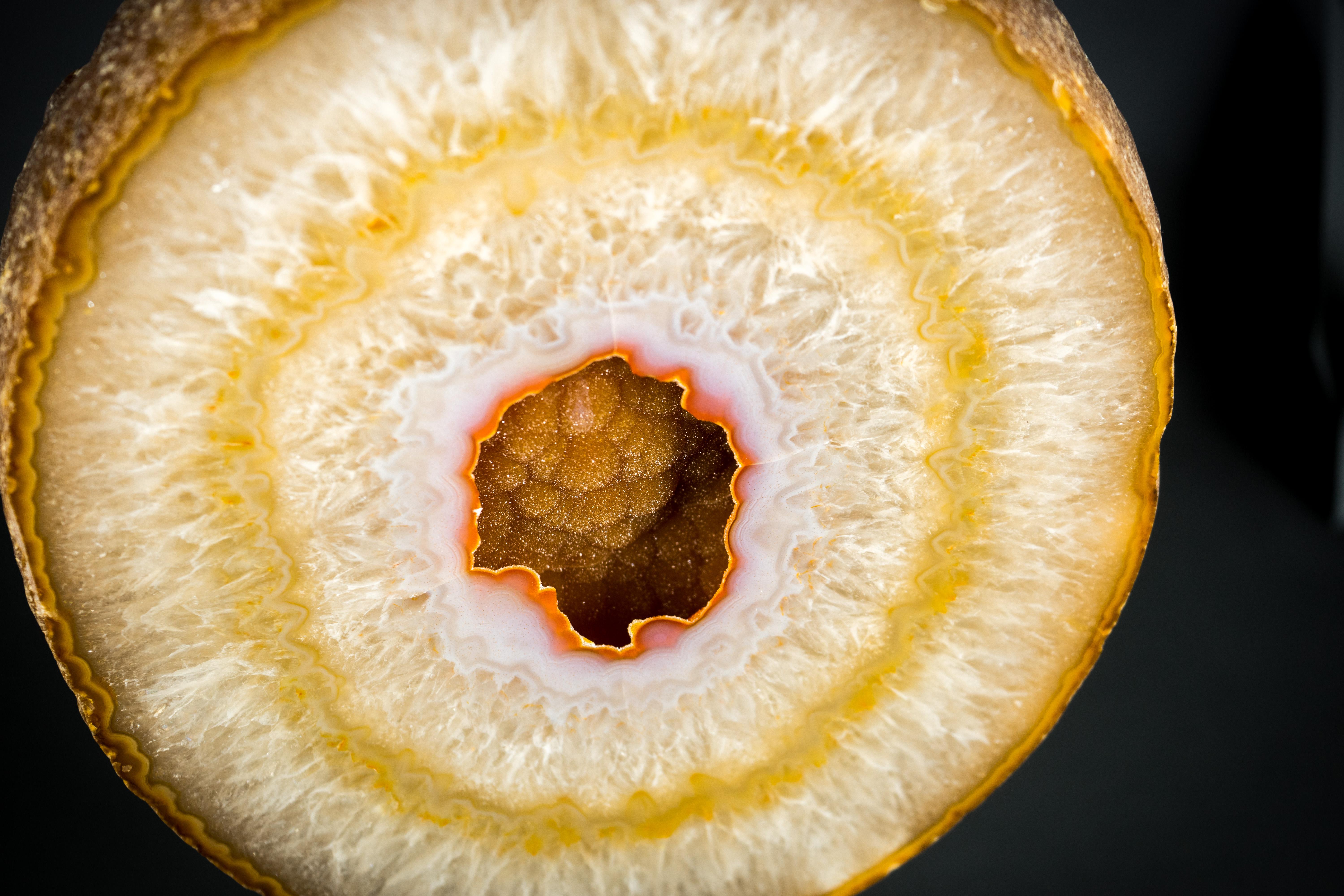 Rara Geoda de Ágata Galaxia con Drusa Galaxia Naranja Natural, Espécimen de Ágata de Galería 5
