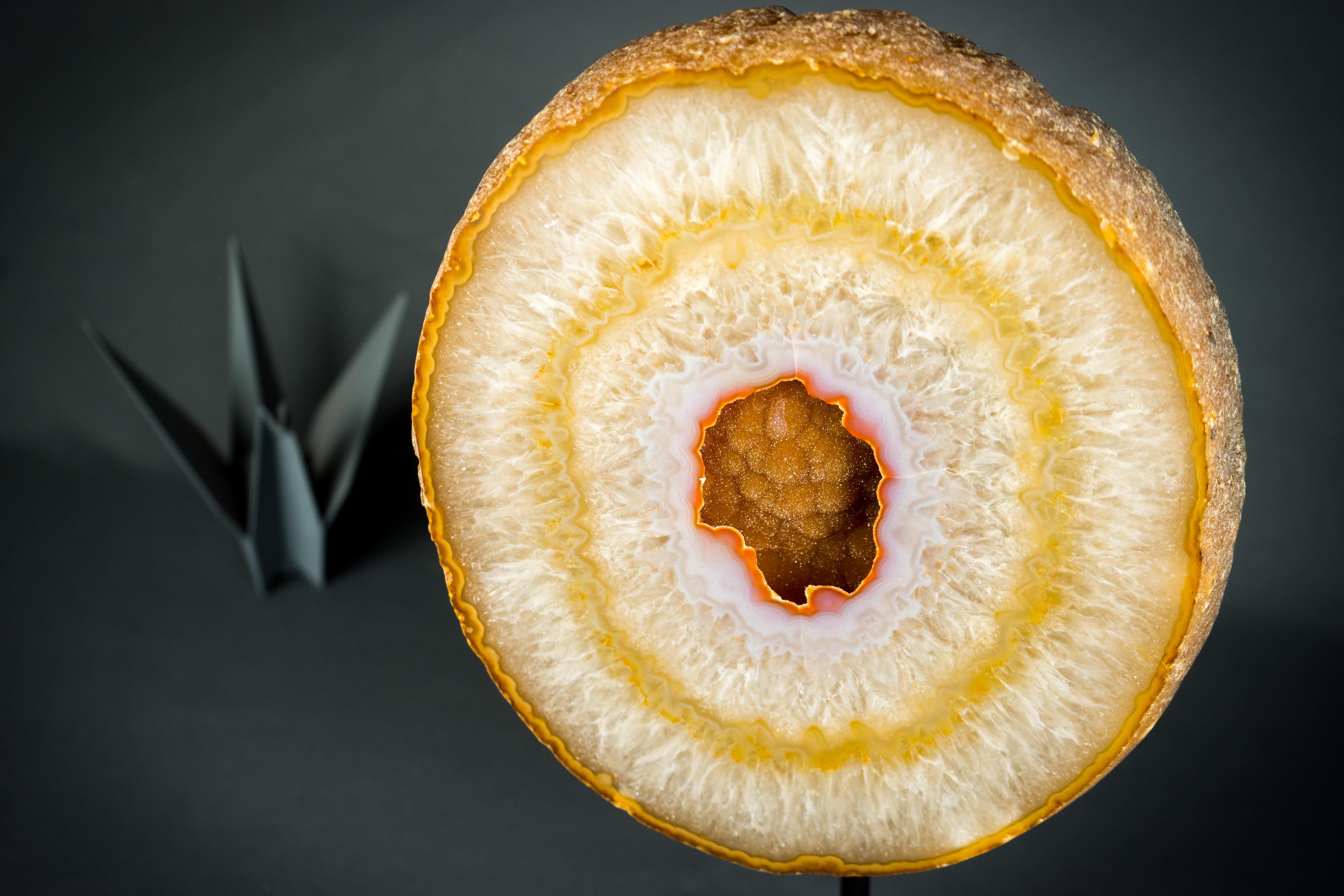 Rara Geoda de Ágata Galaxia con Drusa Galaxia Naranja Natural, Espécimen de Ágata de Galería Siglo XXI y contemporáneo