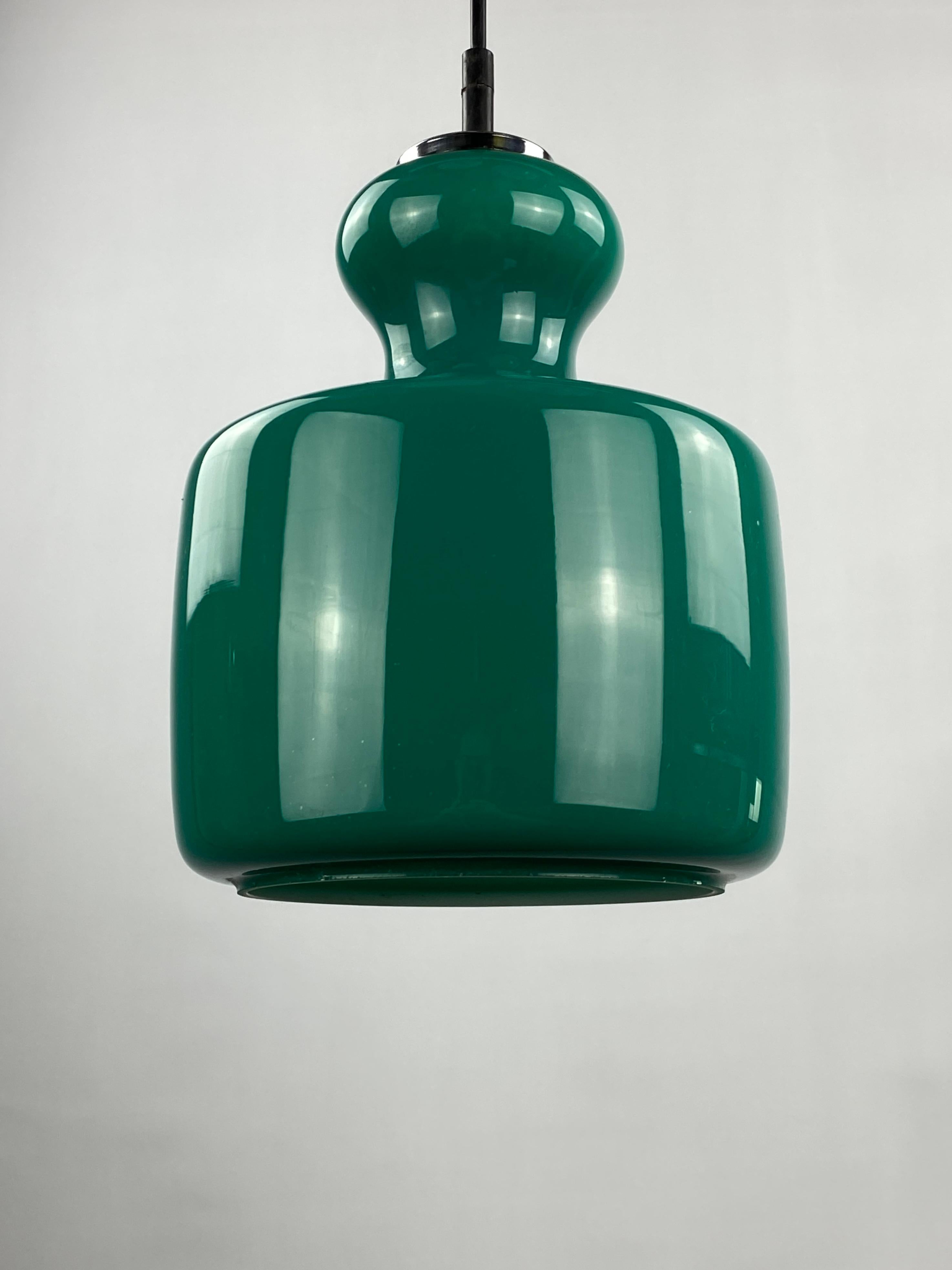 German Rare Galaxy green glass pendant light by Peill and Putzler 1960