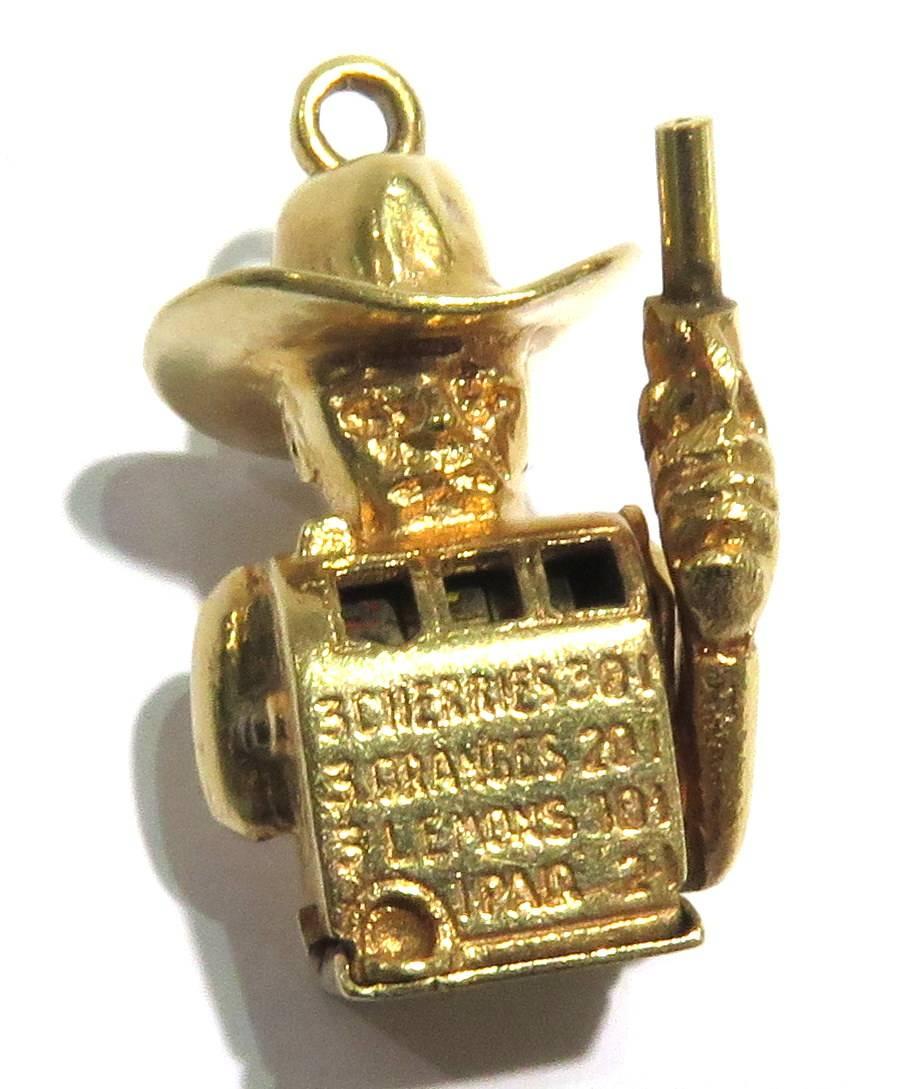 Rare Gambling Working Gold Cowboy Slot Machine Charm from Benny Binions Casino For Sale 2