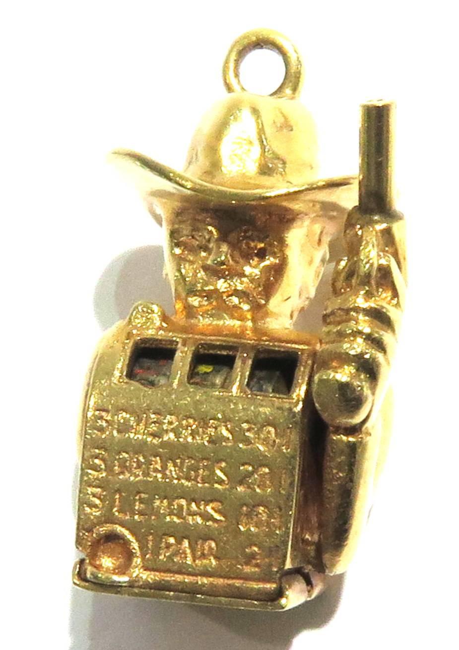 Rare Gambling Working Gold Cowboy Slot Machine Charm from Benny Binions Casino For Sale 3