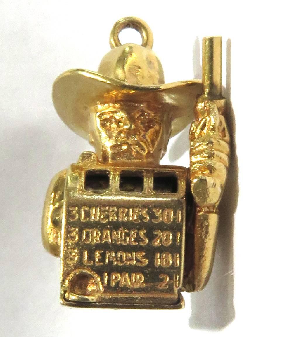 Rare Gambling Working Gold Cowboy Slot Machine Charm from Benny Binions Casino For Sale