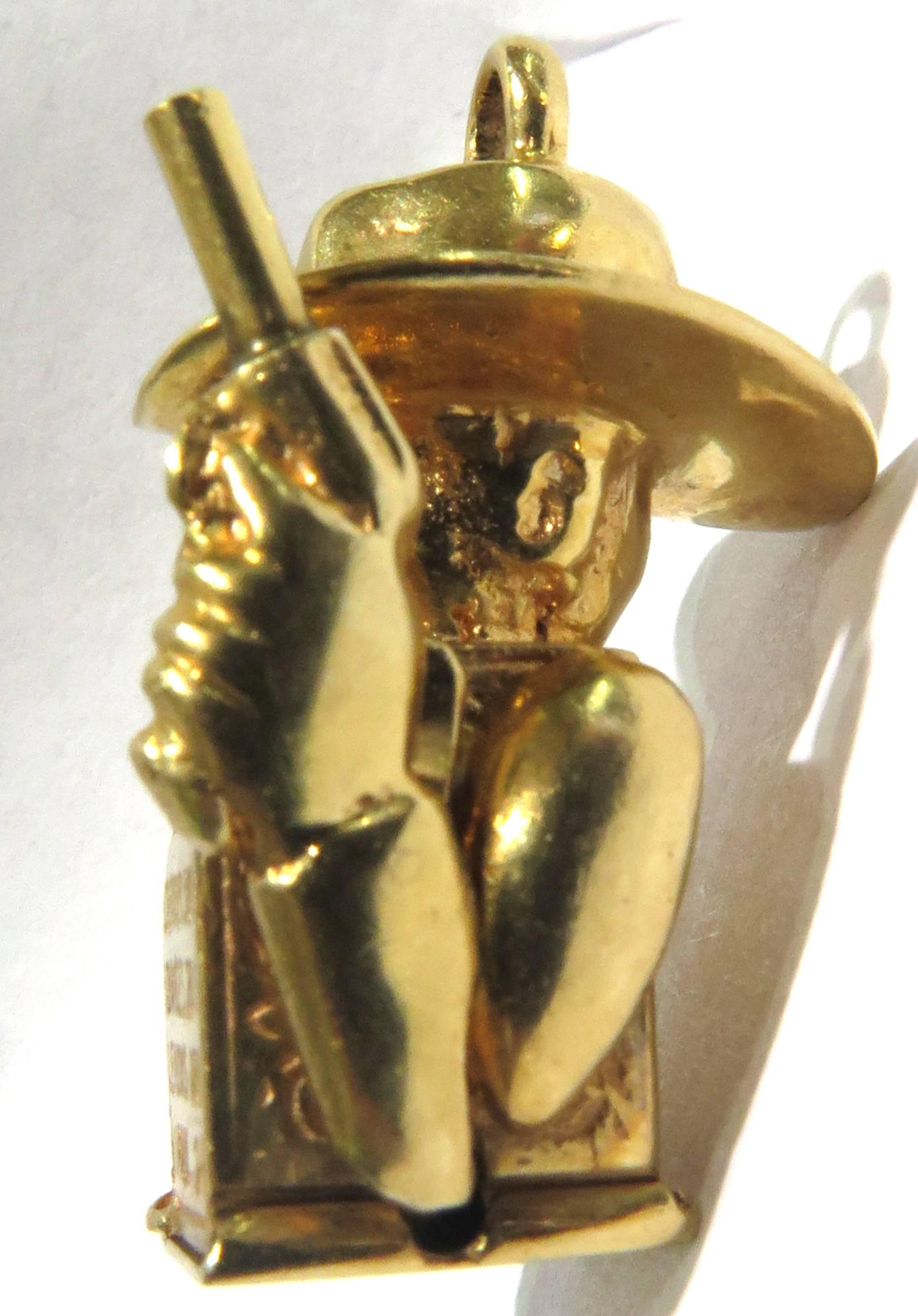 Rare Gambling Working Gold Cowboy Slot Machine Charm from Benny Binions Casino For Sale 5