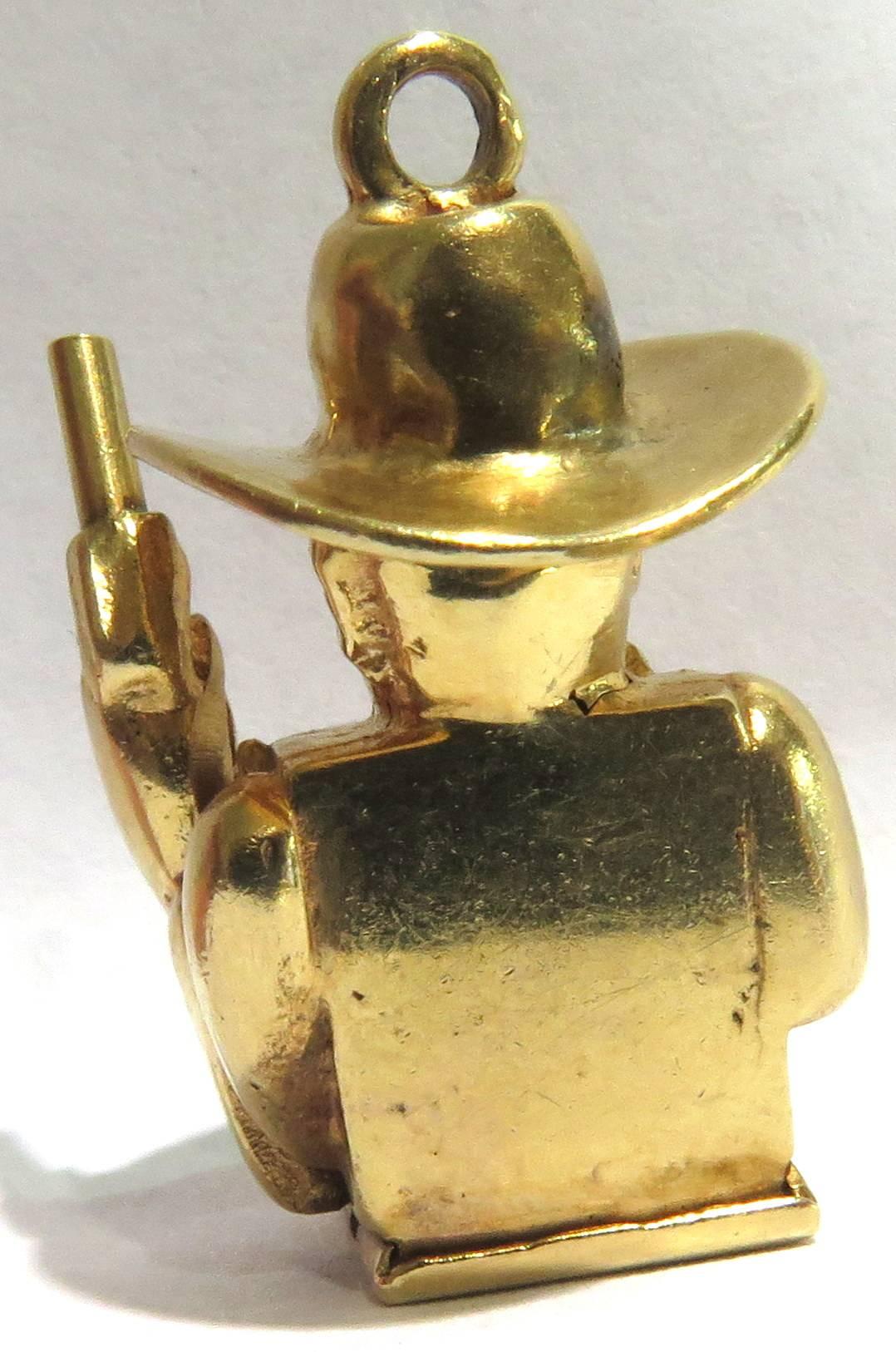 Rare Gambling Working Gold Cowboy Slot Machine Charm from Benny Binions Casino For Sale 1