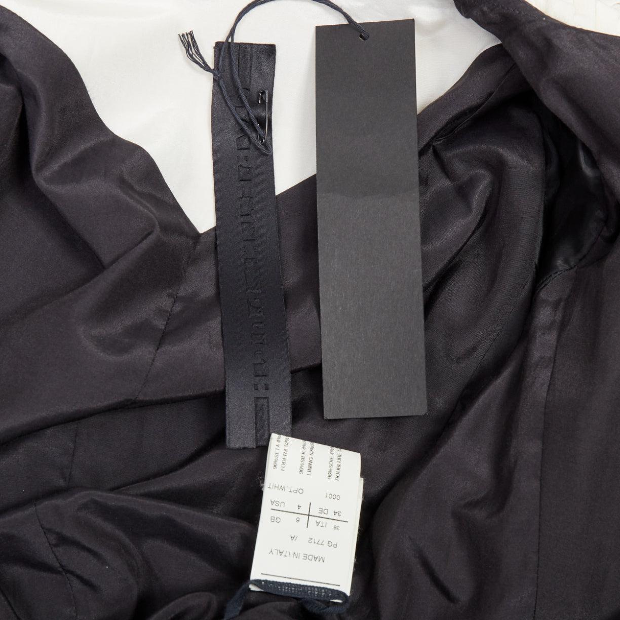 rare GARETH PUGH 2009 Runway cream black plisse silk draped biker IT38 XS For Sale 3