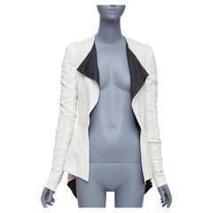 rare GARETH PUGH 2009 Runway cream black plisse silk draped biker IT38 XS