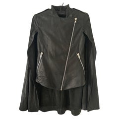 rare Gareth Pugh Black Leather Biker Vest w/ Cape Jacket IT 36 XS Y2K Archive