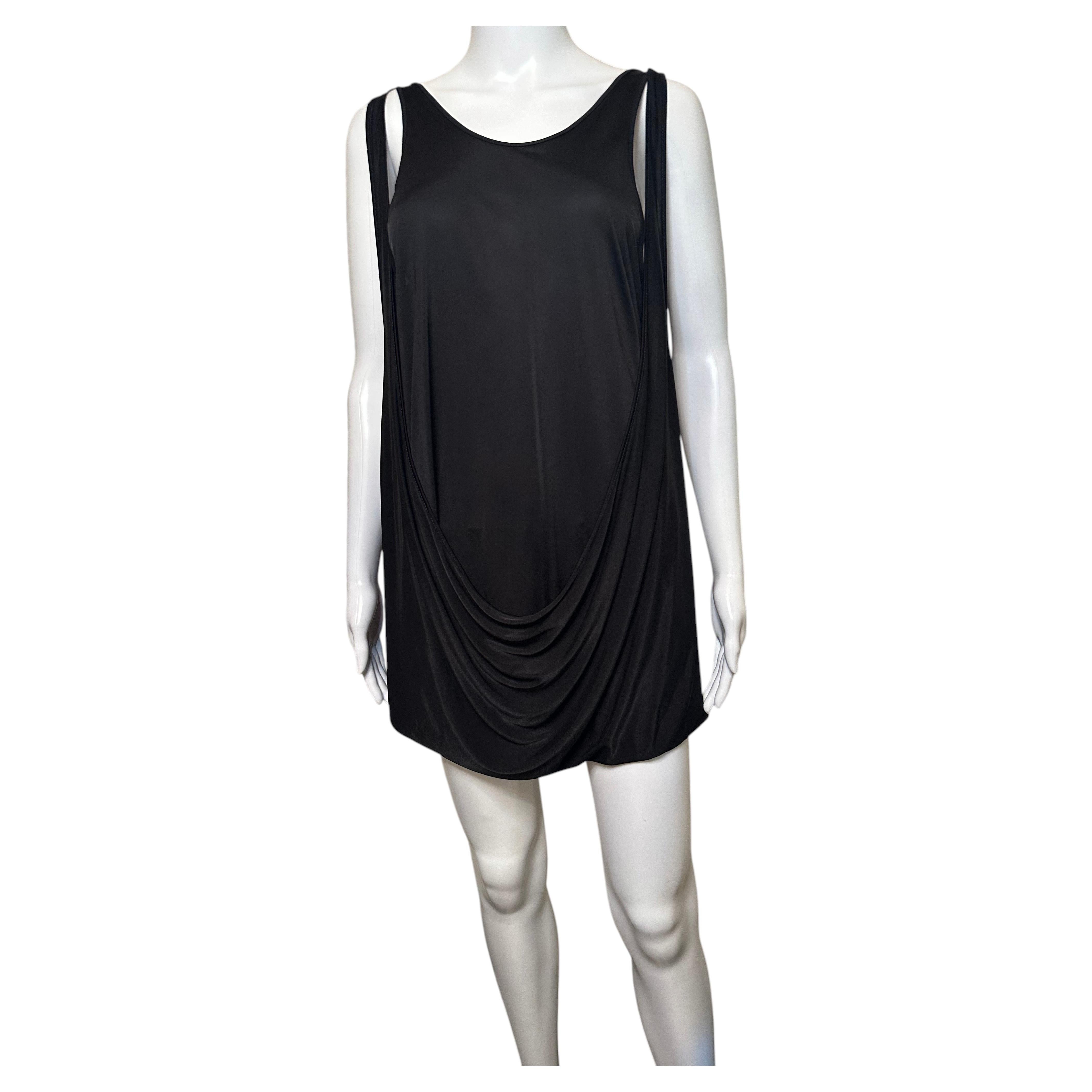raro Gareth Pugh SS13 Abito tunica in jersey drappeggiato nero IT 42 US 8 Miscela di viscosa