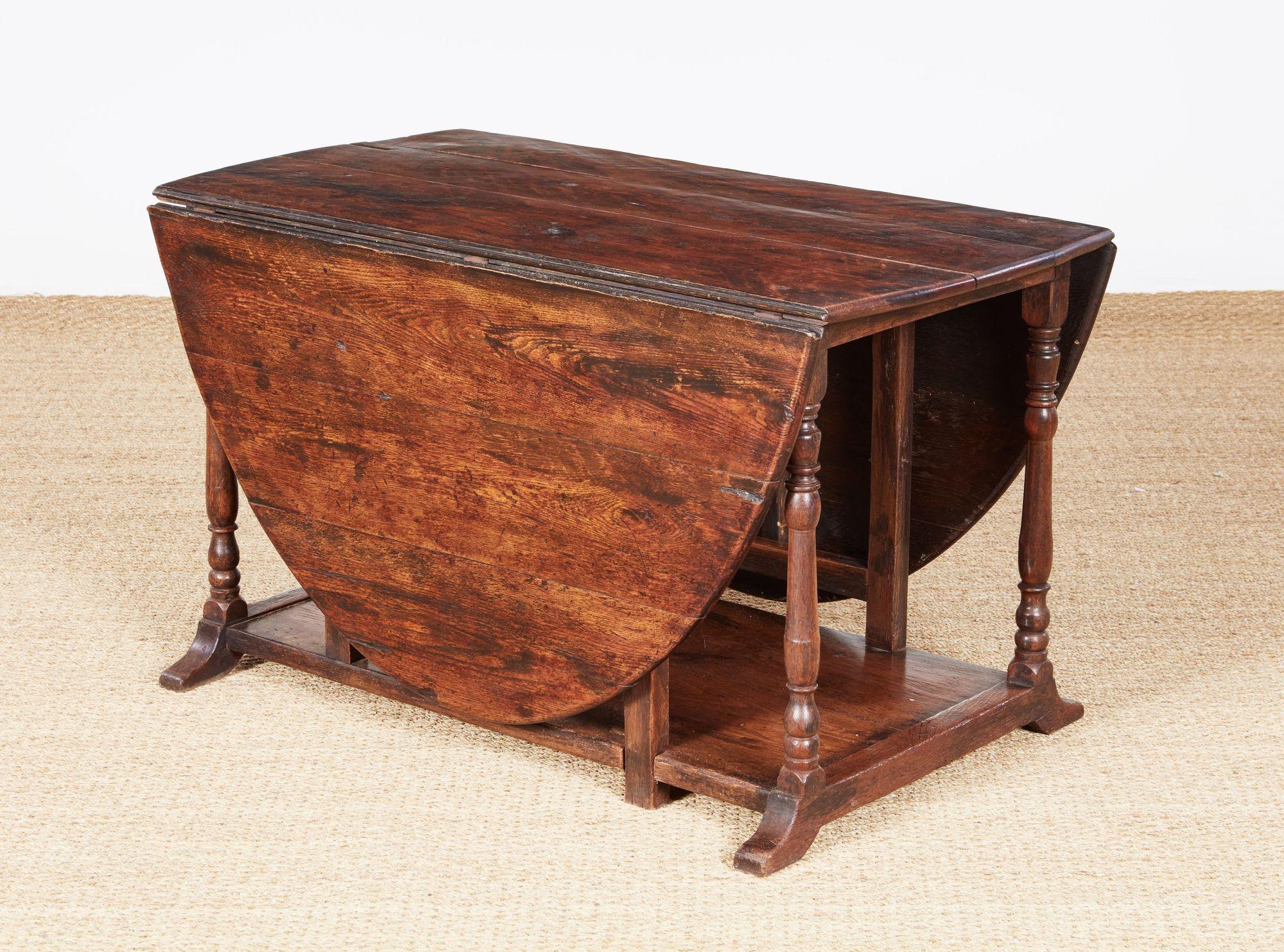 English Rare Gateleg Dining Table with Potboard Base