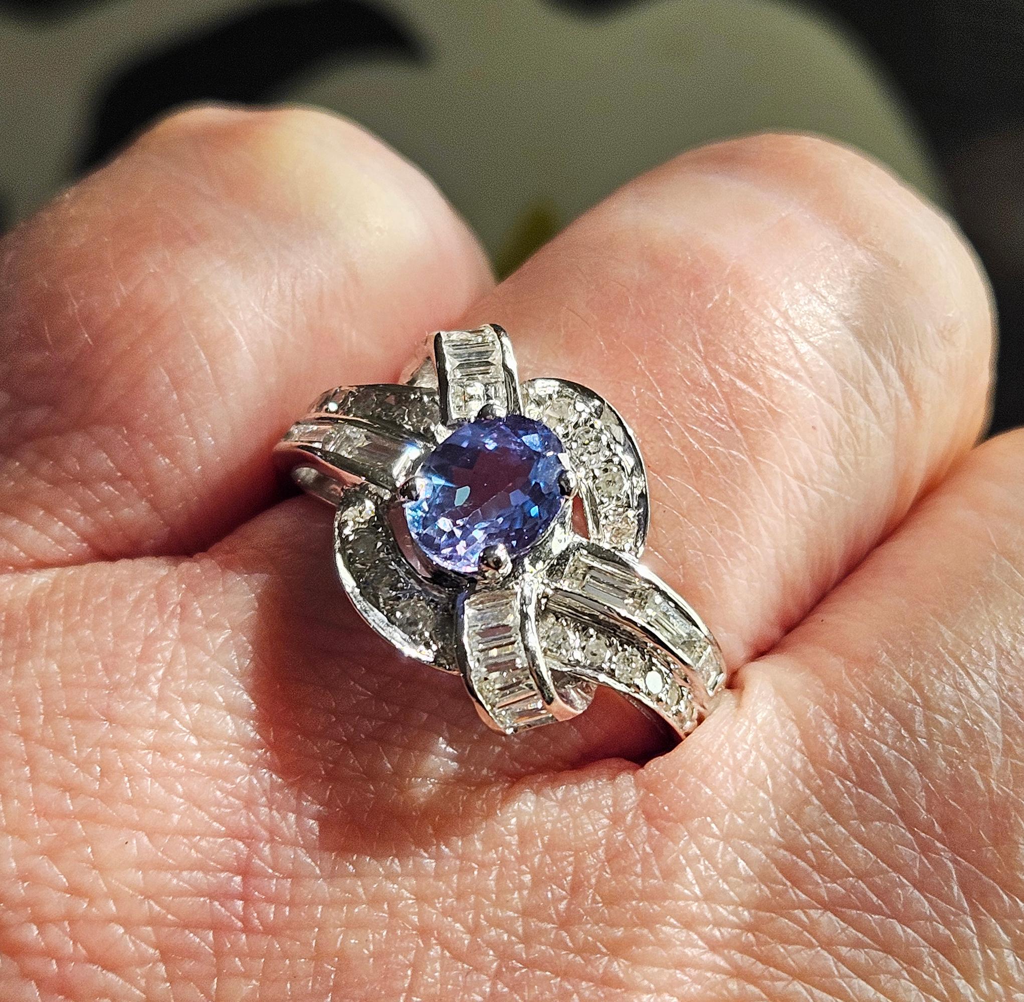 Rare Gem Mid-Century GIA 2.03ctw Natural ALEXANDRITE Diamond Vintage PL Ring For Sale 2