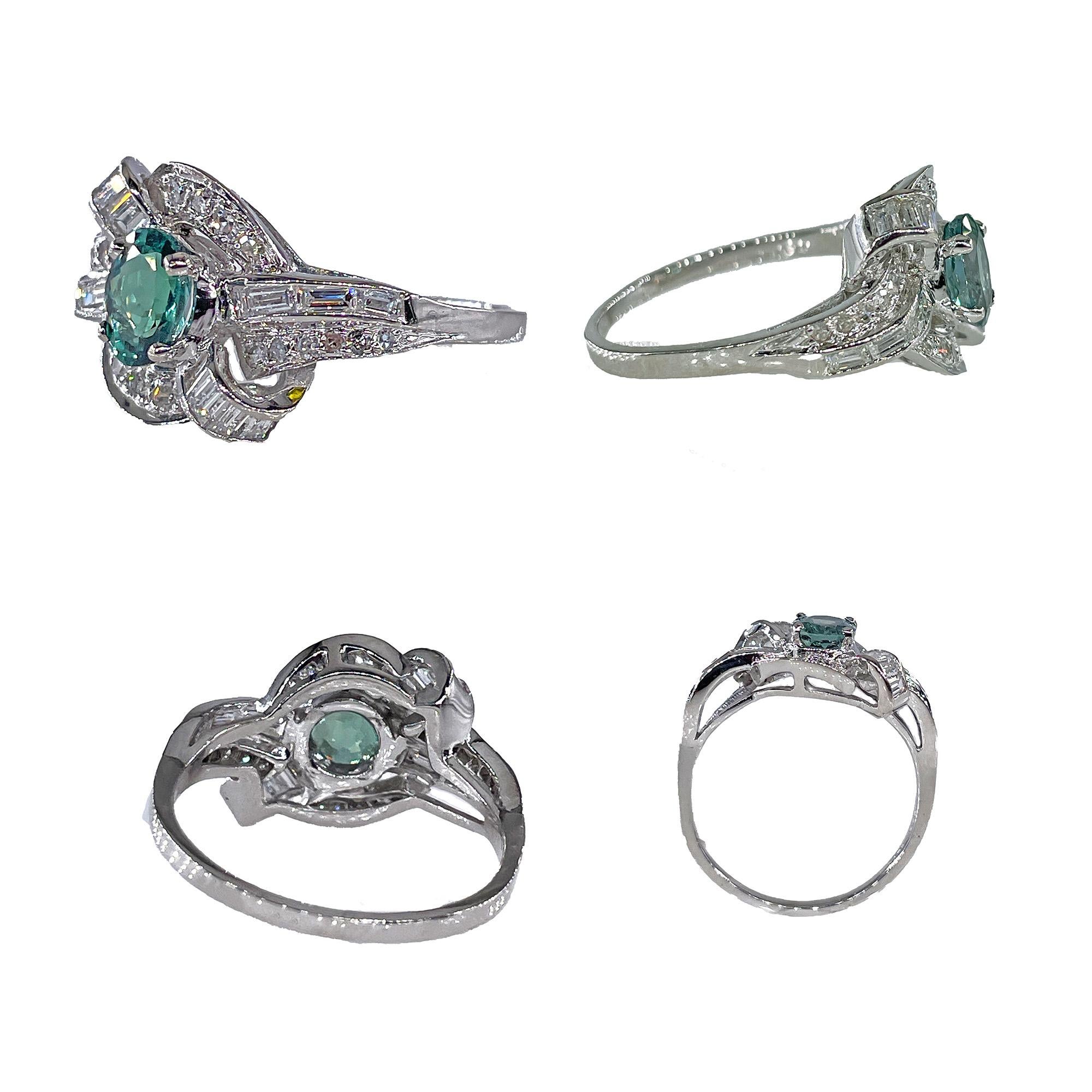 Rare Gem Mid-Century GIA 2.03ctw Natural ALEXANDRITE Diamond Vintage PL Ring For Sale 3