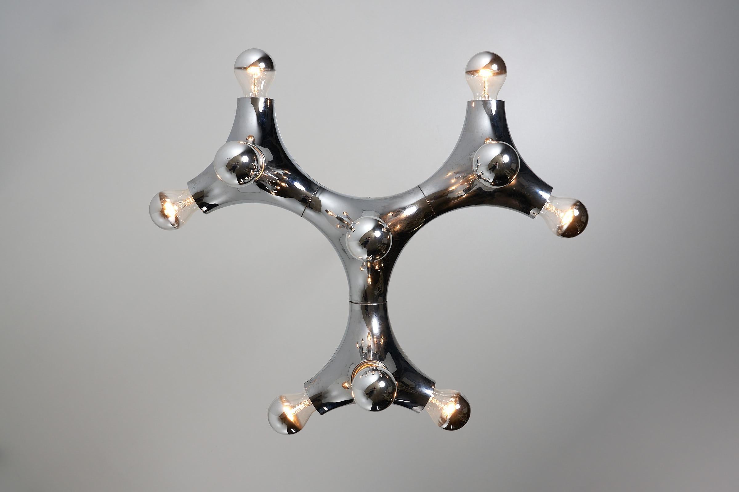 Seltener Gemini-Kronleuchter von Cosack Leuchten, 1960 (Chrom) im Angebot