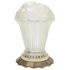 Used Rare Genet et Michon French Art Deco Frosted Art Glass Table Lamp Shade