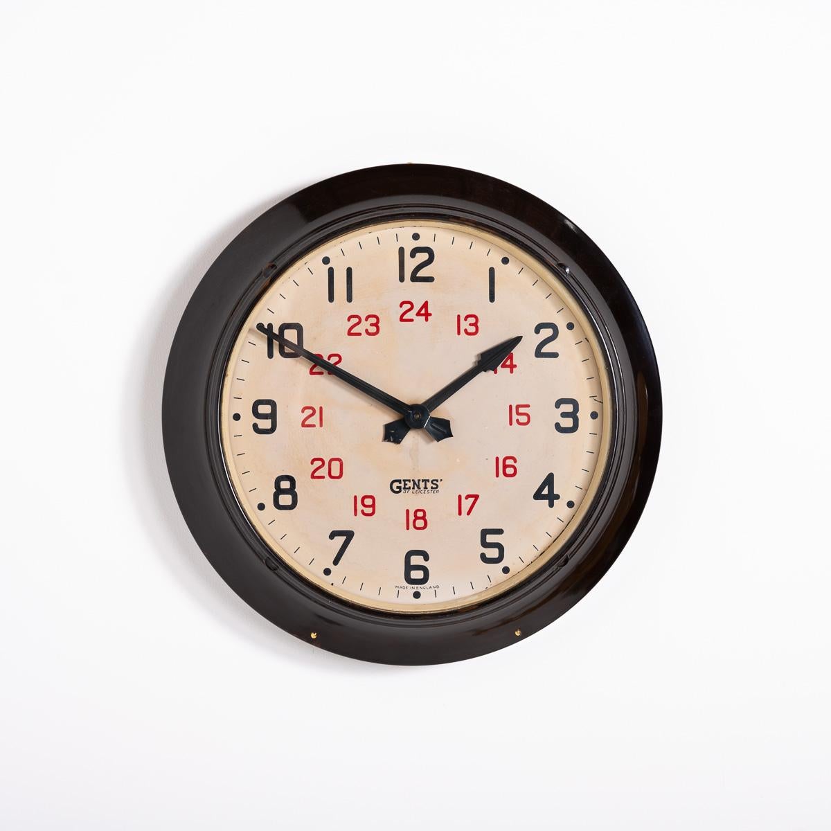 Industrial Rare Gents of Leicester 24 Hour Dial Bakelite Wall Clock