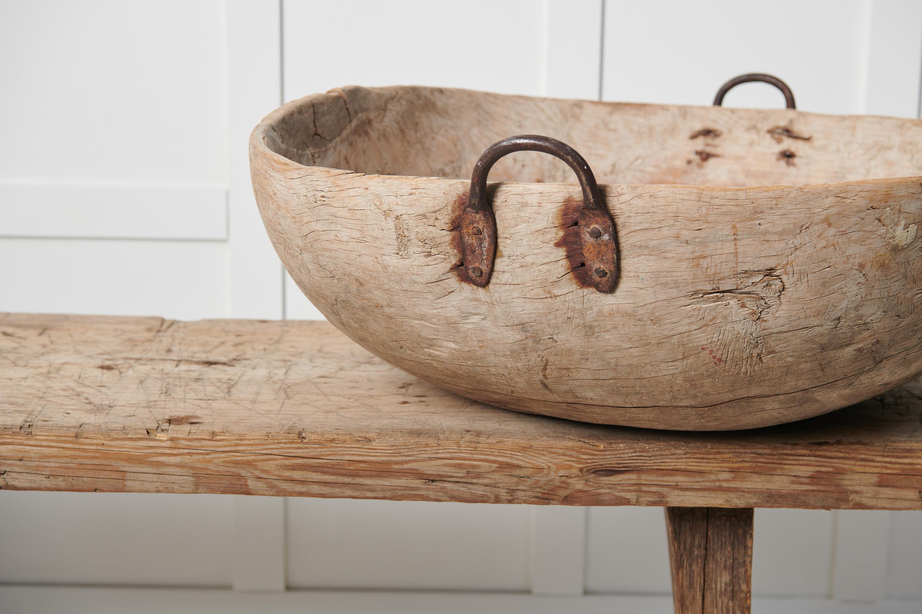19th Century Rare Genuine Antique Swedish Large Root Bowl For Sale
