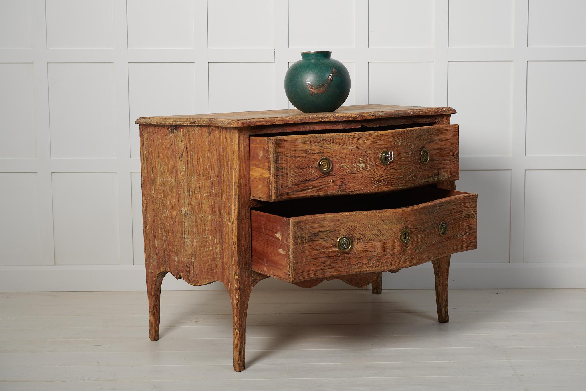 Pine Rare Genuine Antique Swedish Rococo Chest of Drawers  For Sale