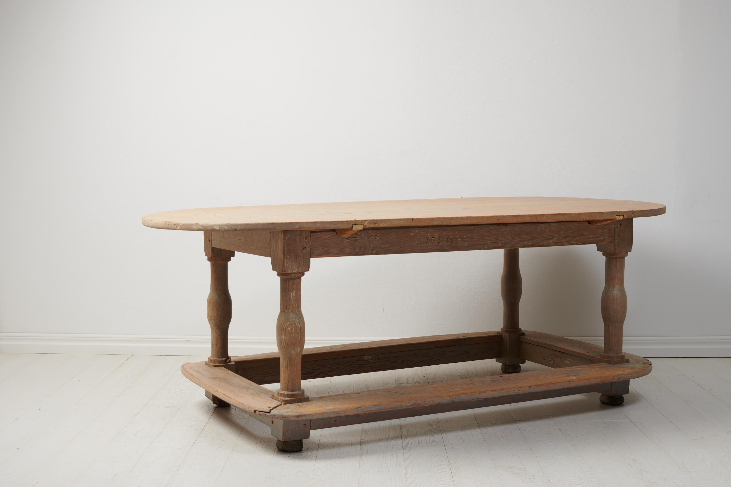 Hand-Crafted Rare Genuine Swedish Pine Baroque Centre Table Dated 1758 For Sale