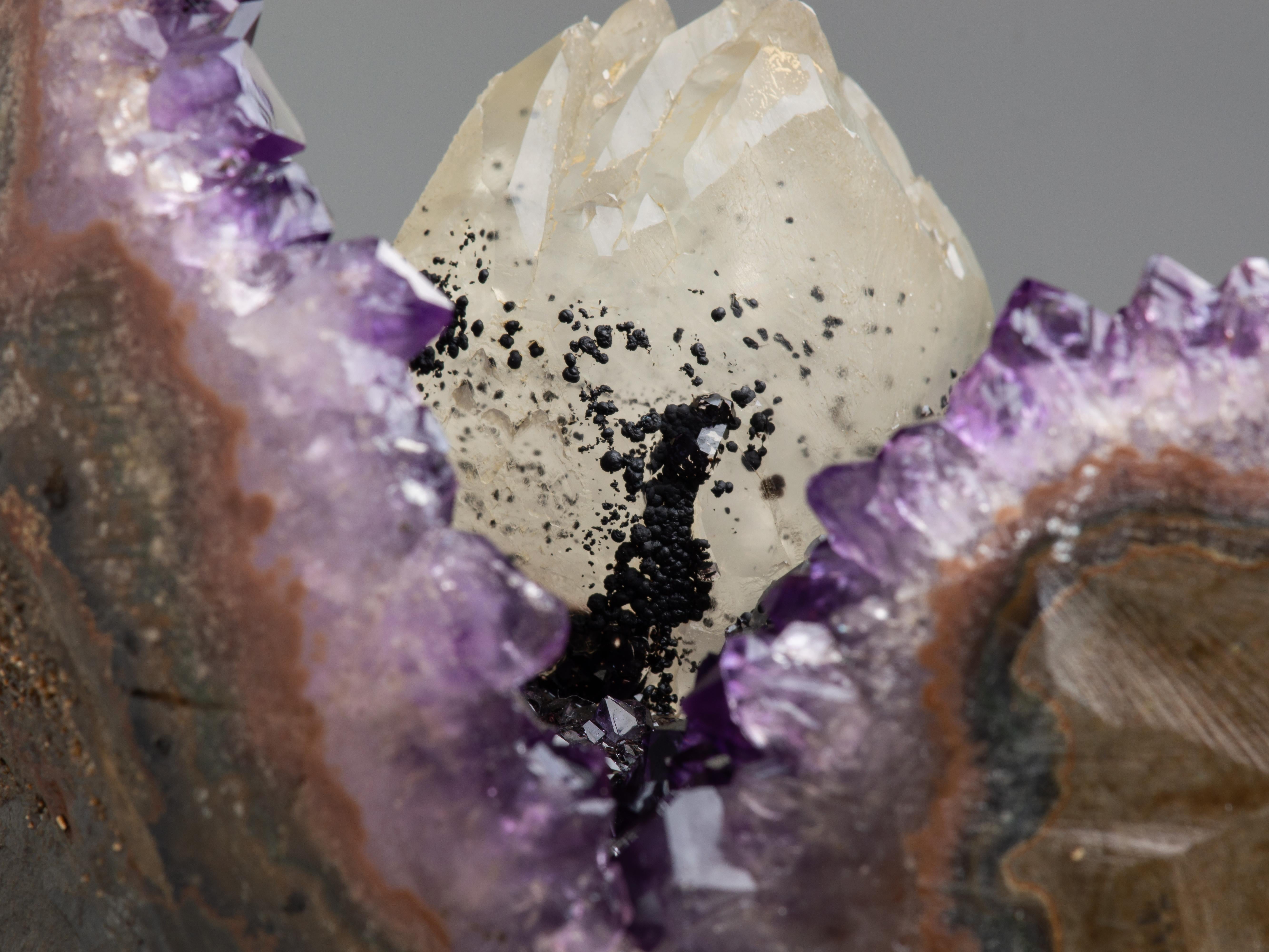 Agate Angel Shaped Amethyst Crystals and Calcite mineral formation