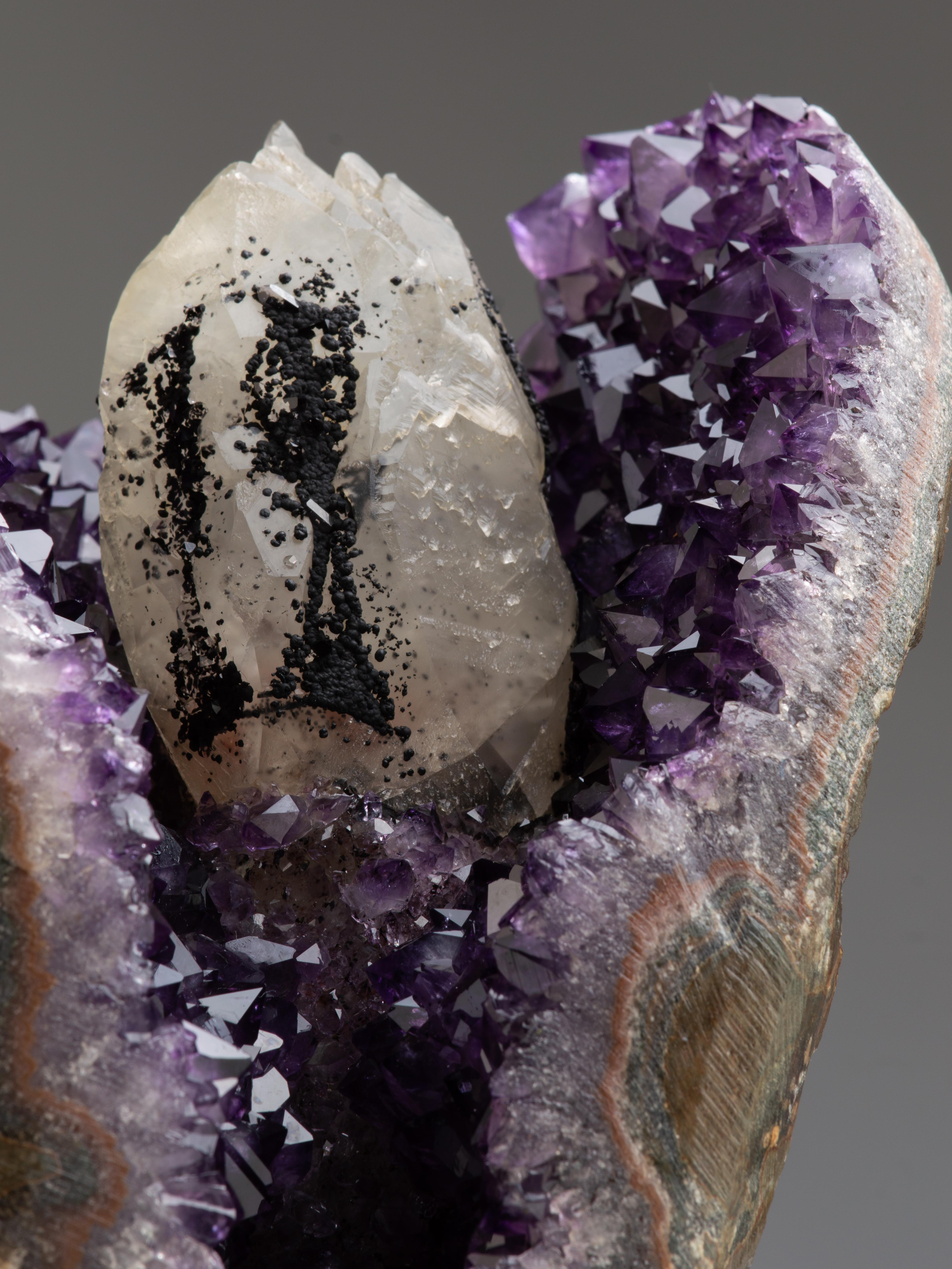 Angel Shaped Amethyst Crystals and Calcite mineral formation 4