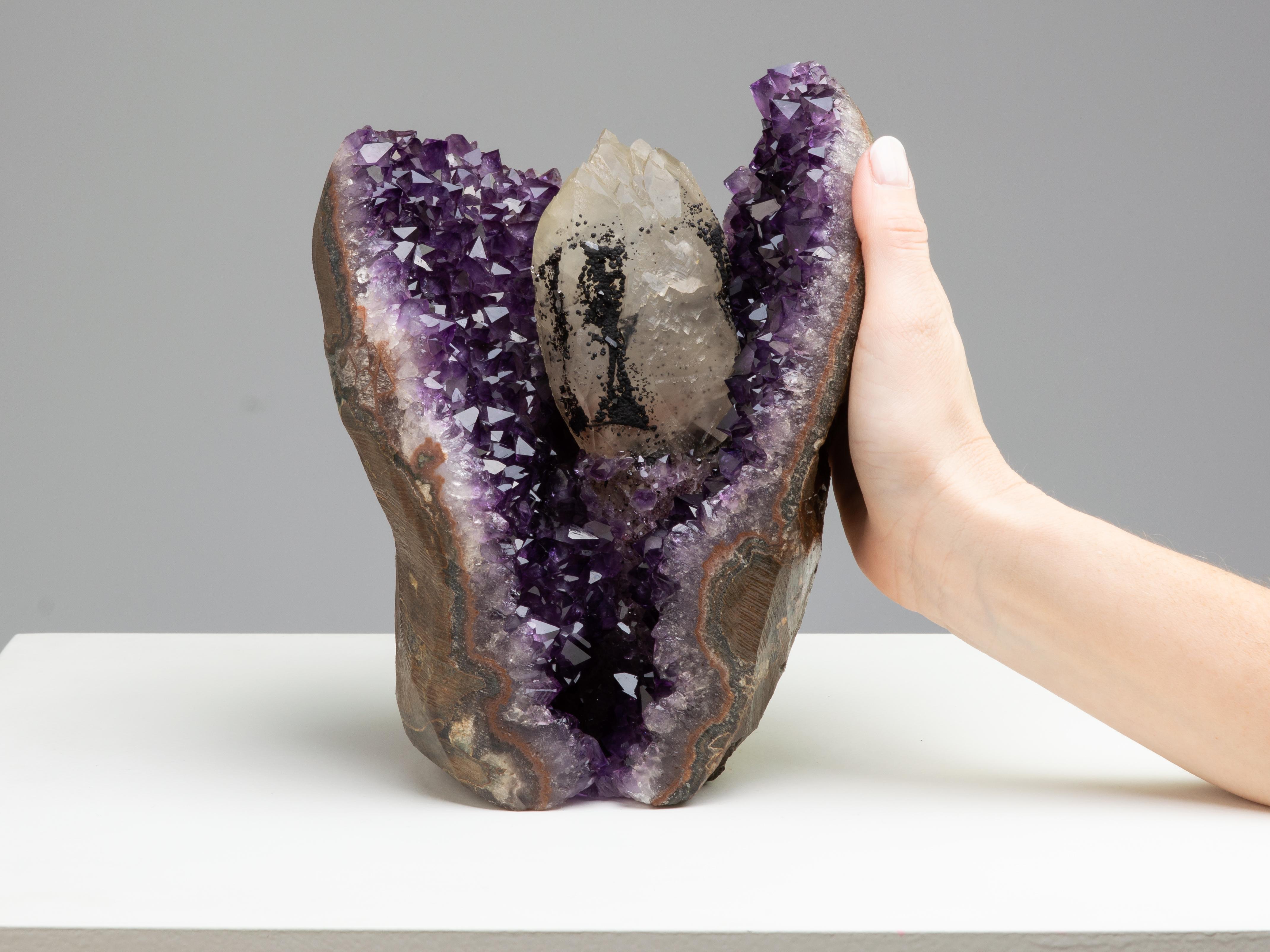 18th Century and Earlier Angel Shaped Amethyst Crystals and Calcite mineral formation