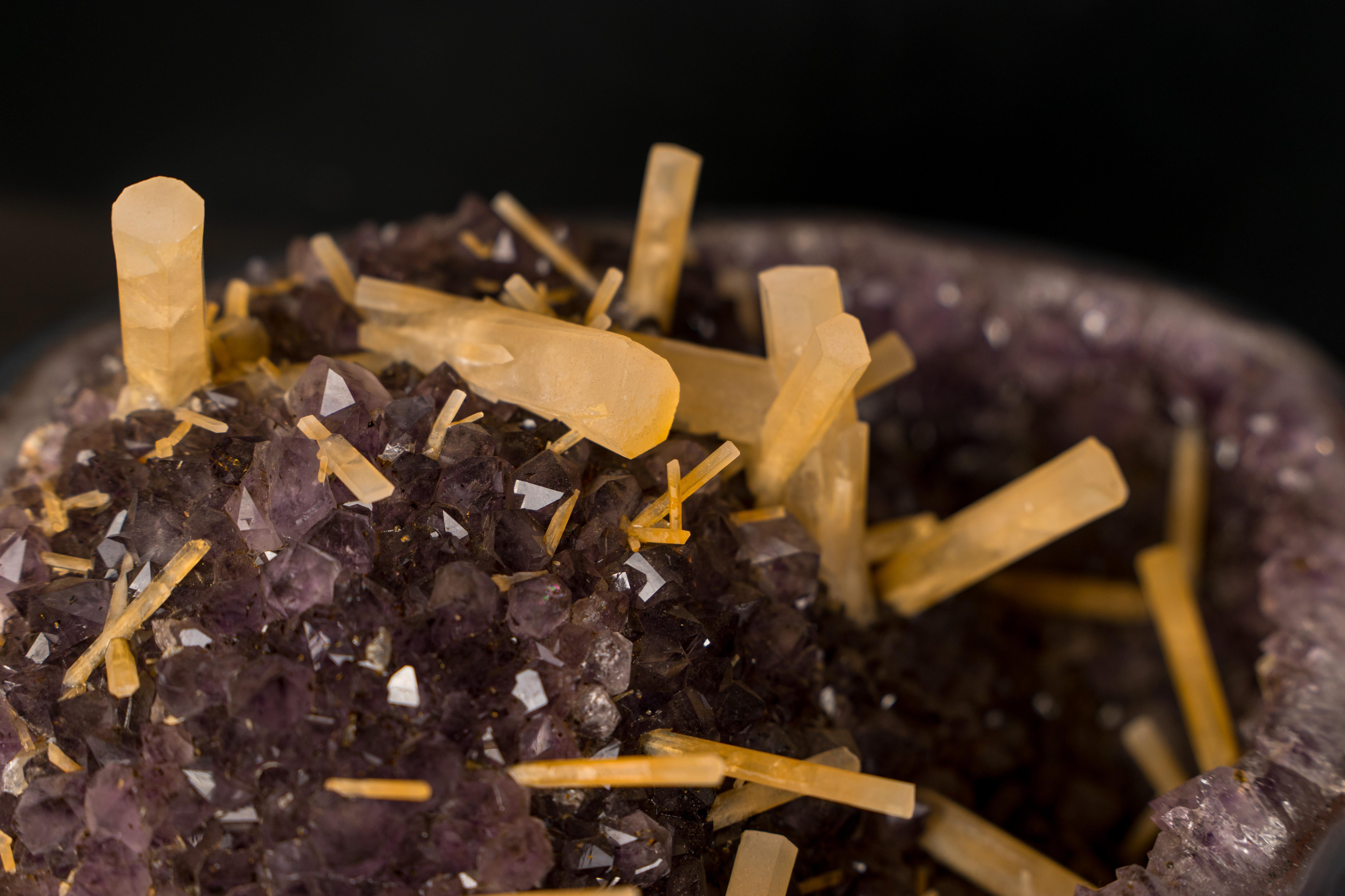 Rare Geode Cluster with Honey Columnar Calcite For Sale 1