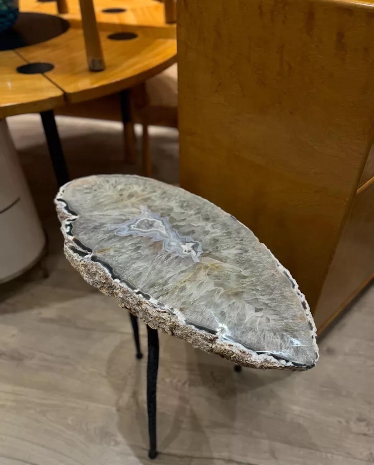 Rare Geode / Natural Crystal Bespoke Made Side Occasional Table In Good Condition In London, GB