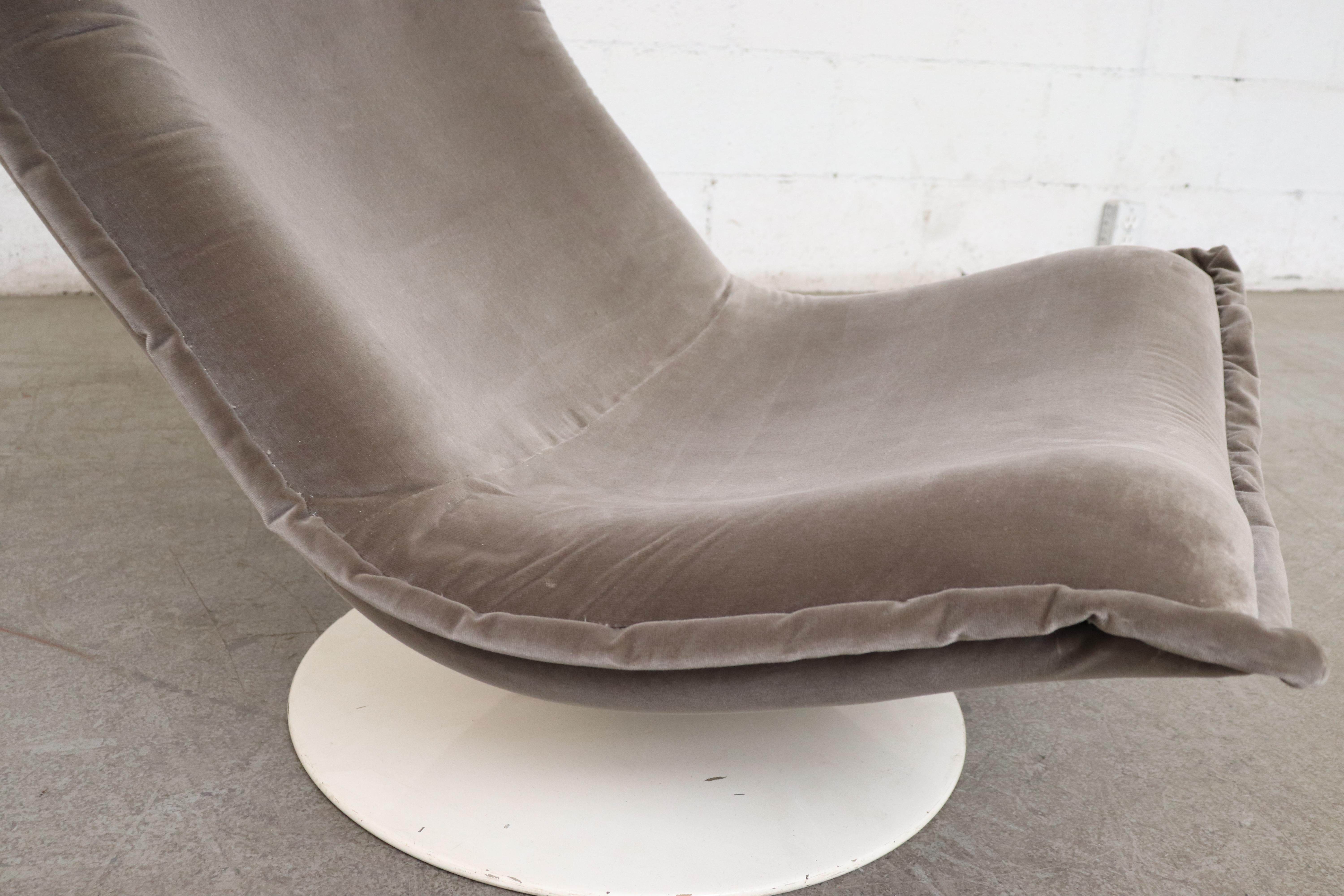 Velvet Rare Geoffrey Harcourt Pedestal Lounge Chair